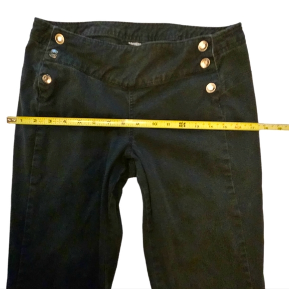 Express Jeans Vintage 90s Women's 5/6 Washed Black Sailor Snap Front Flare - Picture 3 of 13